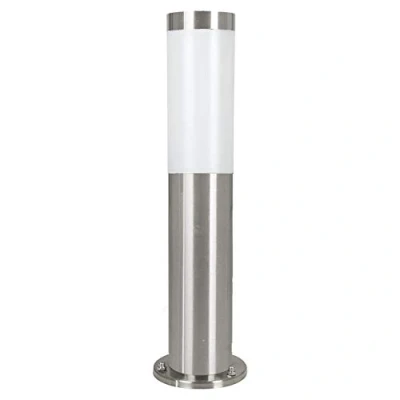 Obrázek EGLO venkovní lampa na cesty Helsinki, 1 plamenné svítidlo, osvětlení sloupu z ušlechtilé oceli a plastu, stříbrná, bílá, objímka: E27, IP44