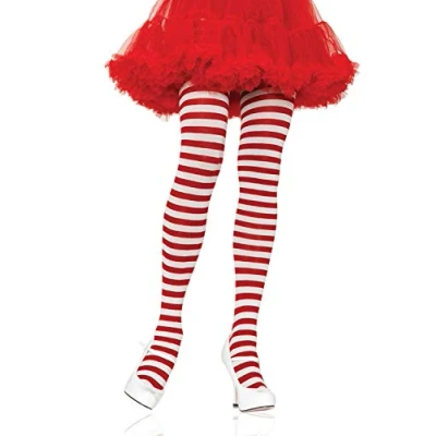 Obrázek Leg Avenue 7100Q Dámské karneval s pruhovanými punčochami velikosti Plus, bílá / červená, velikost: 3X 4X