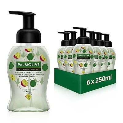 Obrázek Palmolive mýdlo luxusní pěna limetka &amp; mučenka 6 x 250 ml pěnové pro jemné čištění rukou