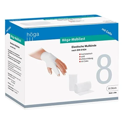 Obrázek Höga Mubilast, elastický gázový obvaz / fixační 8 cm x 4 m natažený, á 20 kusů, DIN 61634