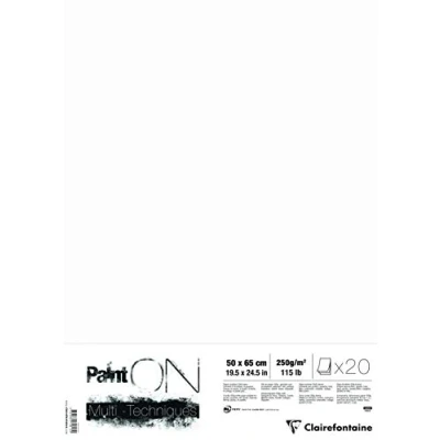 Obrázek Clairefontaine 975813C PaintOn desky (s 20 aršíky, 250 g, 100% čistý celulózový papír s mírnou zrnitostí, 50 x 65 cm, ideální pro multittechniky) extra bílá