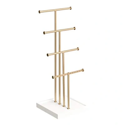 Obrázek Amazon Basics Listový stojan na šperky, design stromu, 4 úrovně, bílá/mosaz