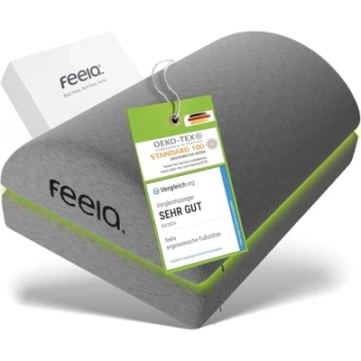 Obrázek feela.® Ergonomická podnožka [srovnání srovnávačů] pro psací stůl a další použitelná jako podnožka, resp. v kanceláři opěrka nohou nastavitelná výška (tmavě šedá)
