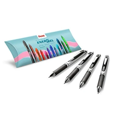 Obrázek Pentel EnerGel XM BL77 Gelschreiber mit Druckmechanik, schwarz (4 Stück)