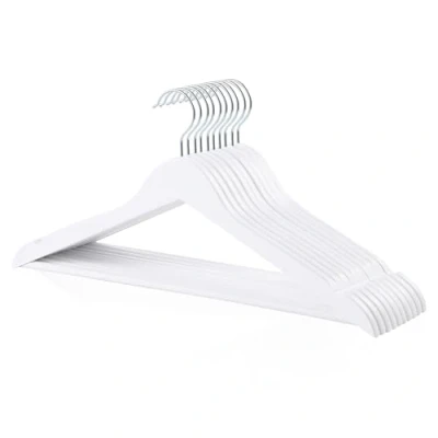 Obrázek Amazon Basics Dřevěné ramínko na šaty obleky, balení po 10 kusech, bílé, 44x22 cm