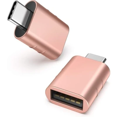 Obrázek Syntech USB C auf Adapter(2 Stücke), Thunderbolt 3 to 3.0 Adapter Kompatibel mit iPhone 16 Pro Max iPad Mini/Pro 2021 iMac MacBook 2020, Air Dell XPS Roségold