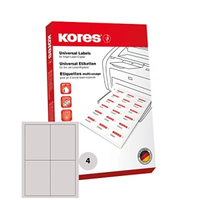 Obrázek Kores Univerzální etikety, 105 X 148.5 mm, 100 listů, Bílá