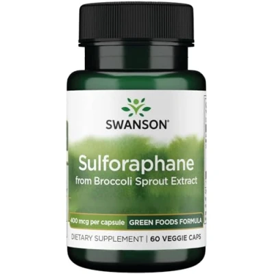 Obrázek Swanson, Brokolice Sprout Extract (výtažek z brokolice), se sulforafanem, 60 veganských kapslí, laboratorně testováno, vegetariánské, bez sóji, lepku, genetického inženýrství
