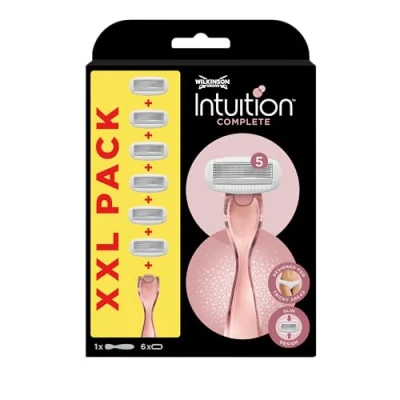 Obrázek WILKINSON SWORD Intuition Complete For Women Smooth Shave Razor Handle + 6 Blade Refill,Pink, 1 stück (1er Pack)