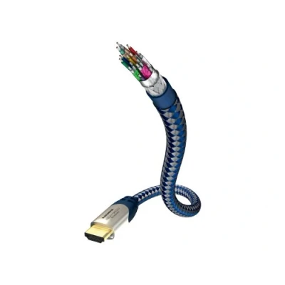 Obrázek inakustik 0042303 Premium High Speed HDMI 2. 0b Kabel s Ethernetem pro přenos signálů Ultra HD 3 m v modré 2160p 4K@50/60Hz Audio Return Channel HDR podpora