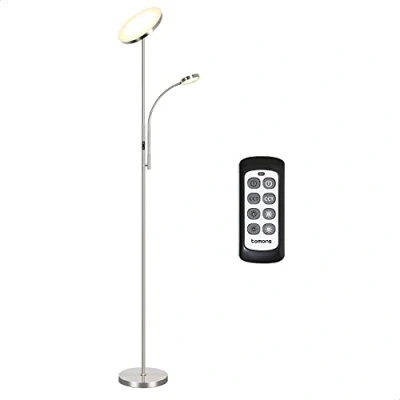 Obrázek tomons stojací lampa do obývacího pokoje, LED stmívatelná, plynulá s nastavitelnou lampou na čtení Moderní, 3 teploty barev, dálkovým ovládáním, kanceláře ložnice