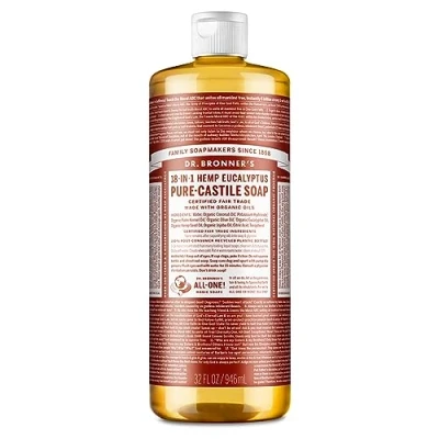 Obrázek Dr. Bronner Magic Soaps Pure kastiliové mýdlo, 18 v 1 Hemp eukalyptus, 32 uncí