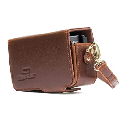 Obrázek MegaGear Canon PowerShot SX740 HS, SX730 HS Leder Kameratasche mit Trageriemen Dunkelbraun