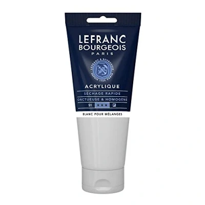 Obrázek Lefranc Bourgeois 300393 Fine akrylová barva smíšená bílá, tuba 200 ml, krémová na vodní bázi, rychleschnoucí, stálá světle, voděodolná