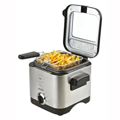 Obrázek Mesko MS4910 Friteuse mit Öl 1,5 Liter Fett, Elektrische, Klein, Regelbares Thermostat, Antihaft Ölbehälter, Geruchsfilter 900W, Edelstahl