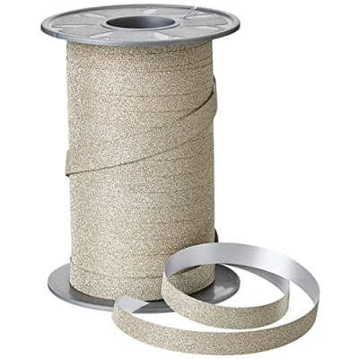 Obrázek PRÄSENT 18509 107 POLY GLITTER Ringelband sandstein, 100 m leicht kräuselndes Geschenkband, Breite, Dekoband zum Basteln &amp; Einpacken von Geschenken, für festliche Anlässe, Spule 10 mm