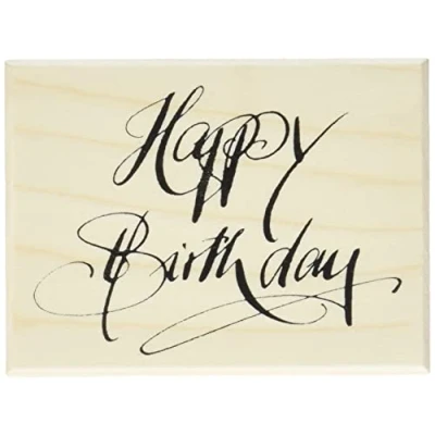 Obrázek Rayher razítko dřevo &quot;Happy Birthday&quot;, 6 x 8 cm, dřevěné narozeniny, k vytvoření karet, obálek, dárků, másla, 28479000, béžové