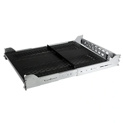 Obrázek StarTech.com 2 HE odvětrávaná posuvná police pro montáž do racku s ramenem vedení kabelů montážní hloubka 70 až 80 cm nosnost 22,7 kg odkládací přihrádka regálové přístroje 60
