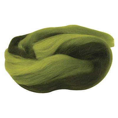 Obrázek Rayher Hobby 5366400 merino česaná vícebarevná, zelené tóny, 50 g v pásce, jemná, 21 mic, plstěná vlna, 100% ovčí vlna na plstění