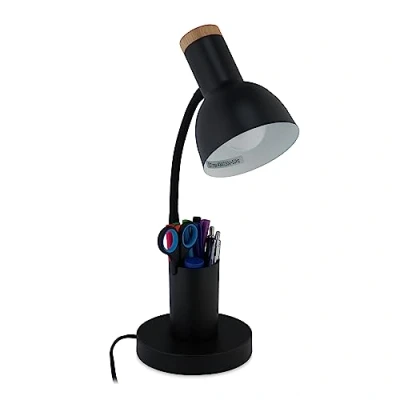 Obrázek Relaxdays lampa na psací stůl, držák kovová V x H: 46,5 14,5 17 cm, E27, kancelářská s kabelem, černá