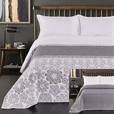 Obrázek Oboustranný přehoz DecoKing 77191, polyester, šedobílá, 170 x 210 1 cm, Šedá Bílá, 240 260 cm