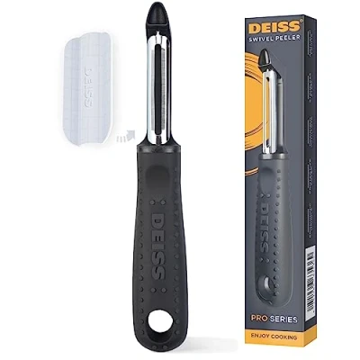 Obrázek Deiss PRO Premium Gemüseschäler Scharfer Edelstahlschäler mit einfachem, rutschfestem Griff, Kartoffelschäler für die Küche, Obst, Karotte, Apfel, Gemüse, Kiwi, langlebig