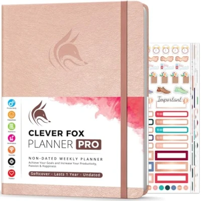 Obrázek Clever Fox plánovač pro týdenní a měsíční života zvýšení produktivity (růžové zlato nedatováno), A4 (21,5 x 28 cm) anglický)