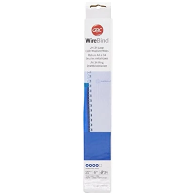 Obrázek GBC 4400695 Vázací hřbet drátu, A4, 34 kroužků, 6 mm, 55 listů, 25 kusů, stříbrný
