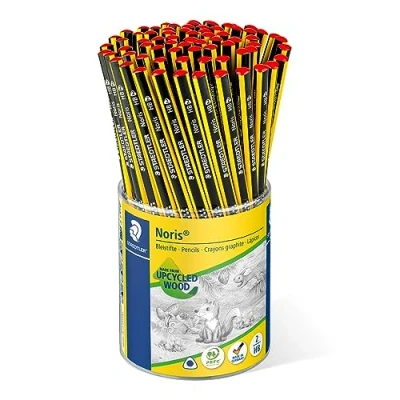 Obrázek STAEDTLER Tužka Noris (vysoká odolnost proti zlomení, ergonomický trojhranný tvar, protiskluzový měkký povrch, materiál Wopex, stupeň tvrdosti HB, obal na nádobí, 183 HBKP72ST)