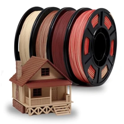 Obrázek YOUSU PLA vlákno 1,75 mm, pro 3D tiskárny, 20% dřevěný prášek + 80% PLA, cívka 4x250 g