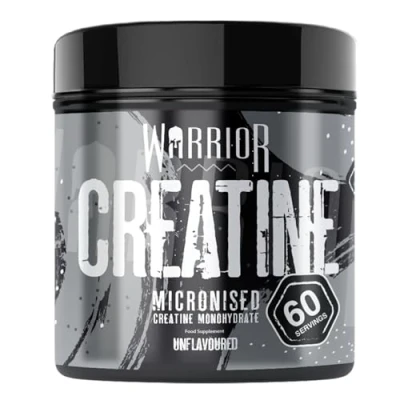 Obrázek Warrior Kreatin Monohydrat Pulver 300g Mikronisierte Verbessert nachweislich die körperliche Leistungsfähigkeit und Regeneration (als Tabletten, keine Gummies) 5g pro Portion (geschmacksneutral)