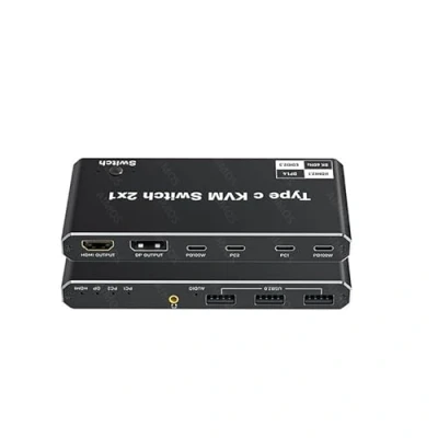 Obrázek INF Výstup 2 v 1 USB C KVM přepínač 8K@60Hz 4K@120Hz, pro Windows 11/10/8/7/Vista/XP, Mac OS X 10. 9, kompatibilní s Thunderbolt 3 a 4
