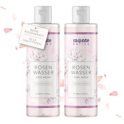 Obrázek růžová voda Monte Nativo 2 x 200 ml (400 ml) k čištění obličeje a péči o obličej pleťová pleťový toner proti pupínkům péče pleť Face cleanser Dárek pro ženy