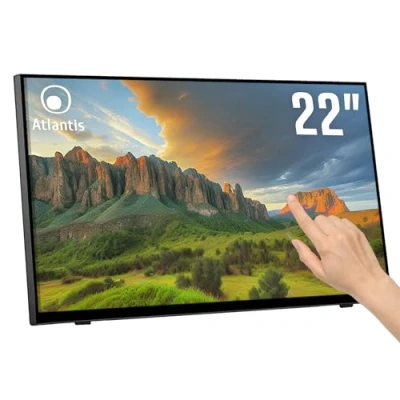 Obrázek Atlantis A05 T22A VHDM 22 Zoll Touch Monitor, Bildschirm, 10 Touchscreen, Full HD 1920x1080, HDMI VGA DP, neigbar 15 50, Schutzglas 7H, Kontrast 1000:1, Winkel 178/178,Vesa 100