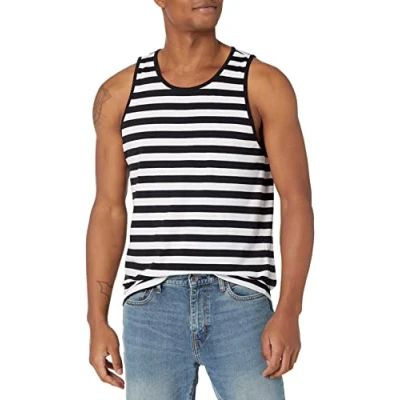 Obrázek Amazon Essentials Herren Tanktop, Normale Passform, Schwarz Weiß Querstreifen, XL