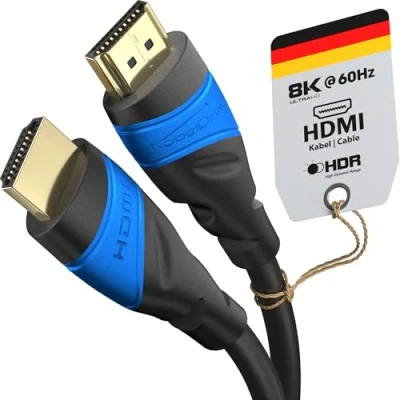 Obrázek HDMI kabel KabelDirekt High Speed s Ethernetem, 15 m, 1,4 A, podporuje Full HD 3D a zpětný audio kanál (Audio Return Channel) 1m