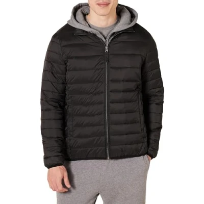 Obrázek Amazon Essentials Pánská lehká, voděodolná nárazníková bunda, skládání, černá, XL