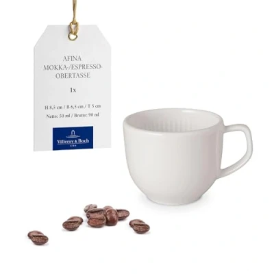 Obrázek Villeroy &amp; Boch Afina šálek na espreso bílý, vhodný do myčky nádobí, bezpečný mikrovlnné trouby, hrnek, espresso, hrnek horké nápoje, nádobí Keramk, prémiový porcelán