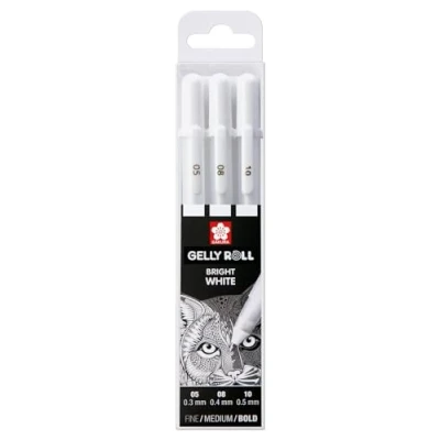 Obrázek Gelové pero Sakura Gelly Roll od bílé, různé velikosti, jemné/silné sada tří kusů, bílá
