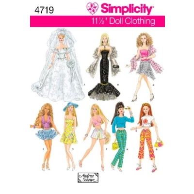 Obrázek Simplicity Simplcity 4719 oblečení pro panenky, papír, vícebarevné, jednotná velikost
