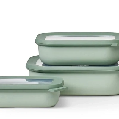 Obrázek Mepal Cirqula Multischüssel Set 3teilig rechteckig Nordic sage 500, 1000, 2000 ml Verwendbar als Vorratdose, Kühlschrankdose, Gefrierdose, Mikrowellegeschirr &amp; Servierschale mit Deckel