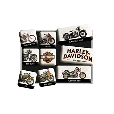 Obrázek Nostalgic Art Retro magnety na lednici, 9 kusů, Harley Davidson Model Chart nápad dárek pro cyklisty, magnetická sada magnetickou tabuli, vintage design