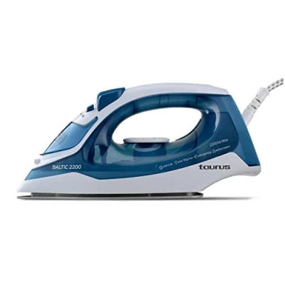 Obrázek Taurus Baltic 2200 Bügeleisen, W, Silbersohle, hohe Gleitfähigkeit, Dampfstoß von 110 g/min, aufklappbares Kabel, Antikalk System, Elektronisch blau/weiß