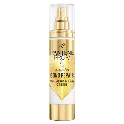Obrázek Pantene pro V Molecular Bond Repair Leave In zázračný vlasový krém 90 ml. Tepelná ochrana vlasy. Péče o vlasy a vlasová kúra s koncentrovanou recepturou všechny poškozené typy vlasů