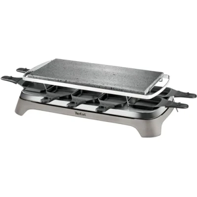 Obrázek Tefal PR457B Pierrade raclette 1350 wattů grilovací deska z kamene + 10 pánviček s nepřilnavým povrchem vč. škrabky odnímatelný kabel šedá