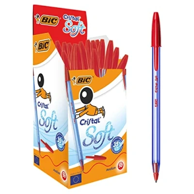 Obrázek BIC Kuličkové pero Cristal Soft (0,35 mm) krabička à 50 kusů, červená