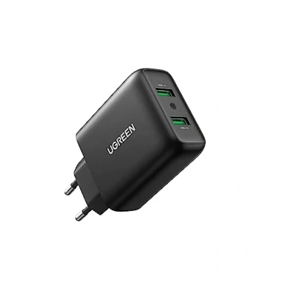 Obrázek UGREEN 18W+18W USB nabíječka rychlonabíječka Quick Charge 3.0 2 porty nabíjecí adaptér síťový zdroj kompatibilní s Galaxy S10 S9 S8 A53 A51 A50 A40 A20 M20, Xperia 10, Redmi Note Huawei P30