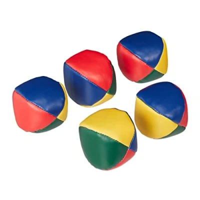 Obrázek Relaxdays 10037946 žonglovací míčky 5dílná sada, profesionálové, začátečníci, juggling kuličky měkké, děti, dospělé, Ø 6,5 cm, barevné