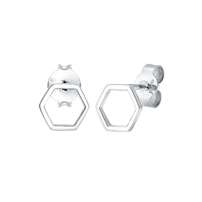 Obrázek Elli Dámské náušnice Hexagon Geo Trend Minimal Filigránský Basic pozlacené stříbro 925, Fazetový brus, Bez drahokamu