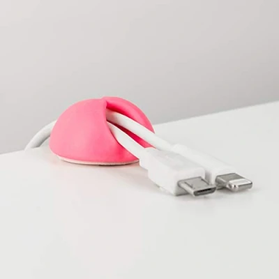 Obrázek CABLE CANDY Beans Pink &amp; Grün 6 kusů držáků kabelů, organizéry vedení organizace kabelů Pro psací stůl, domácí kancelář, kancelář a auto. Samolepicí. kabely do 10 mm